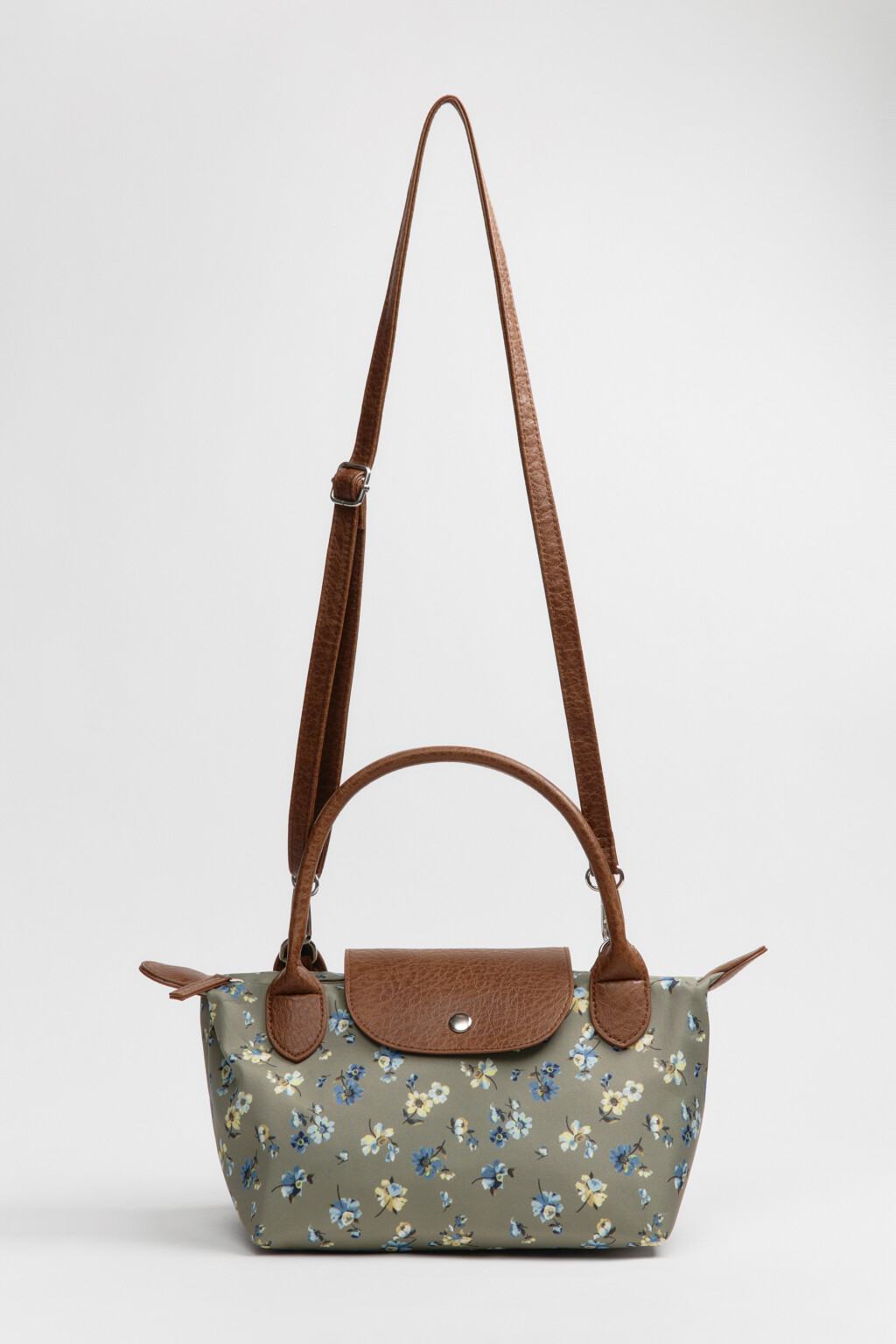 Сумка-кроссбоди текстильная с цветочным принтом - цвет зеленый - 7