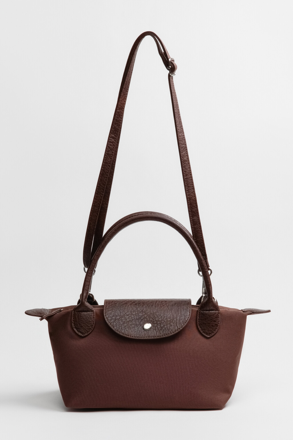 Сумка-кроссбоди текстильная с цветочным принтом - цвет коричневый - 6