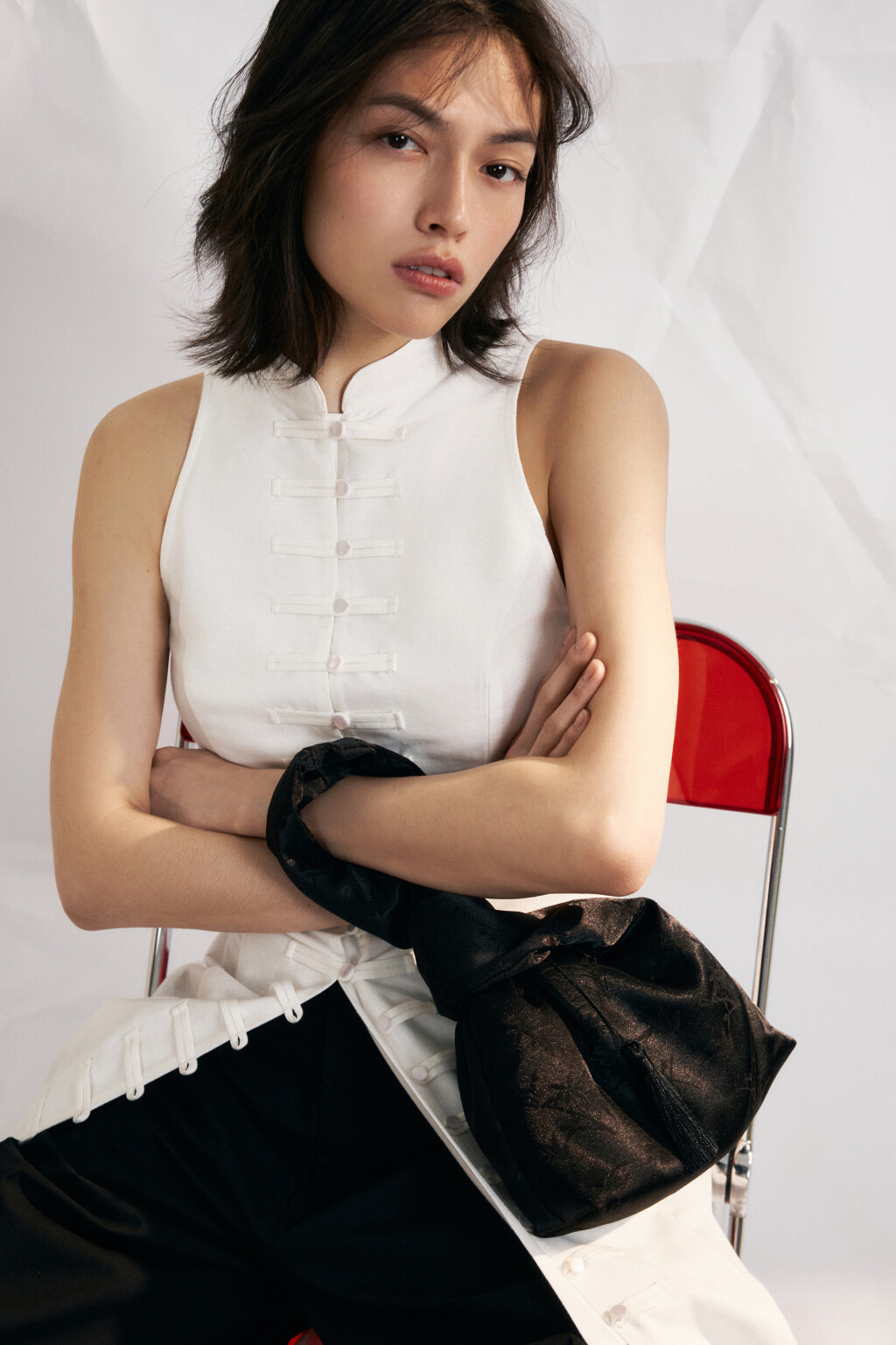 Сумка-мешок с узором - цвет черный - 1