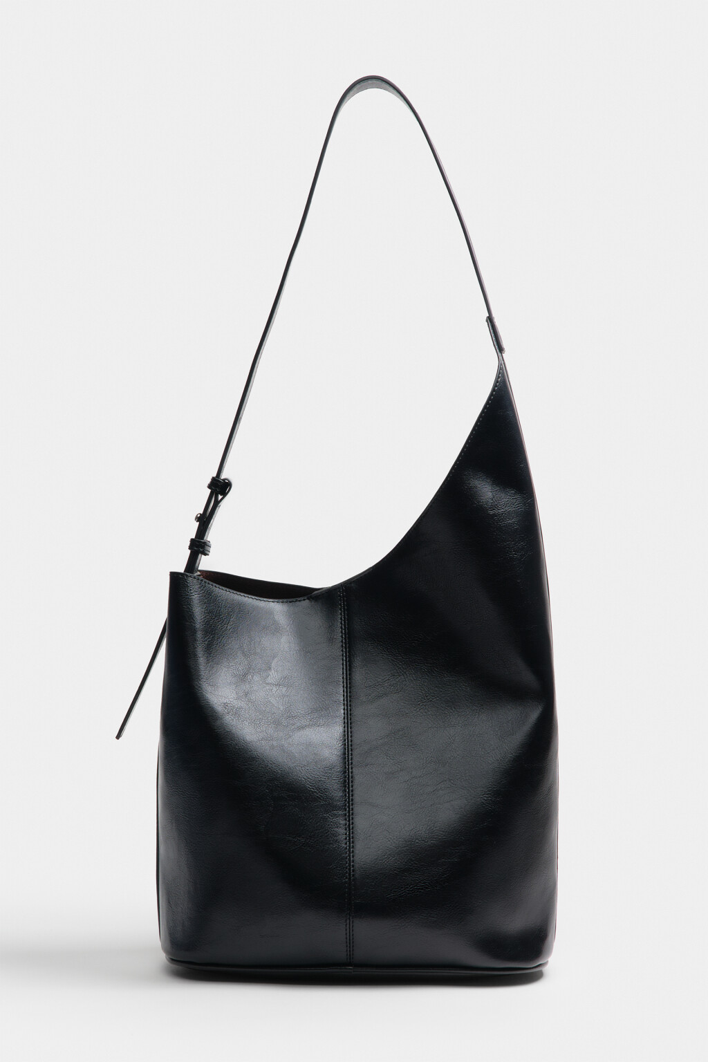 Сумка-шопер асимметричная из искусственной кожи - цвет черный - 4