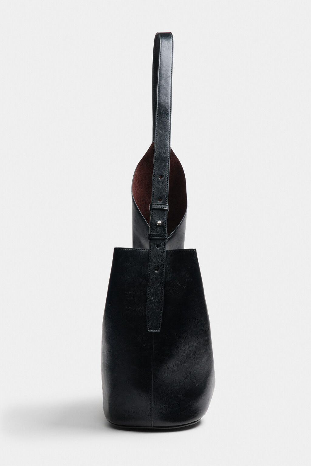Сумка-шопер асимметричная из искусственной кожи - цвет черный - 6