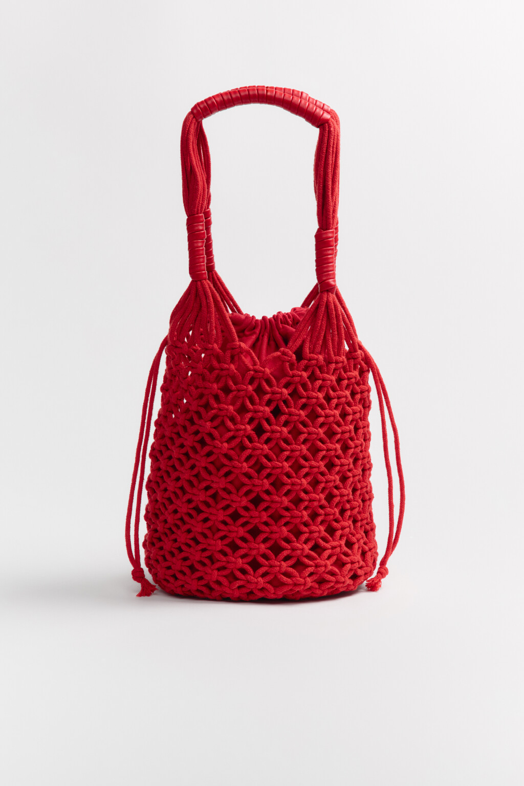 Сумка для бутылки плетеная - цвет красный - 2