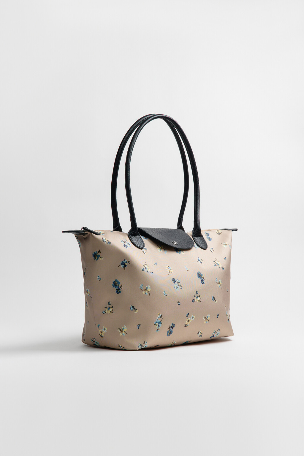 Сумка-шопер текстильная с цветочным принтом - цвет бежевый - 3