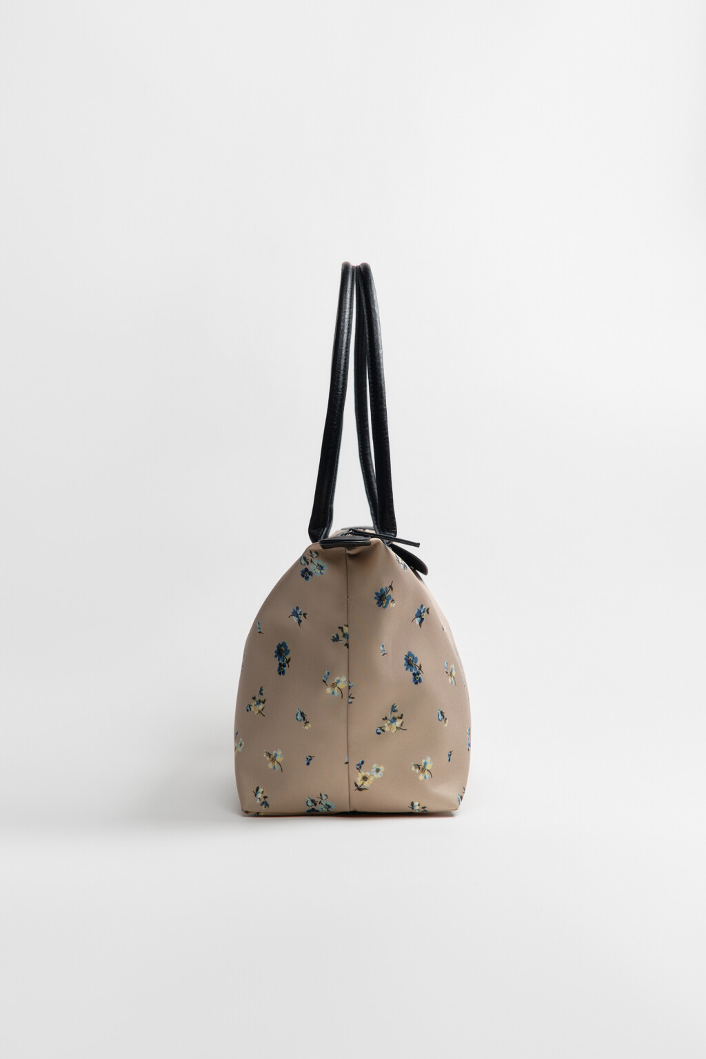 Сумка-шопер текстильная с цветочным принтом - цвет бежевый - 4