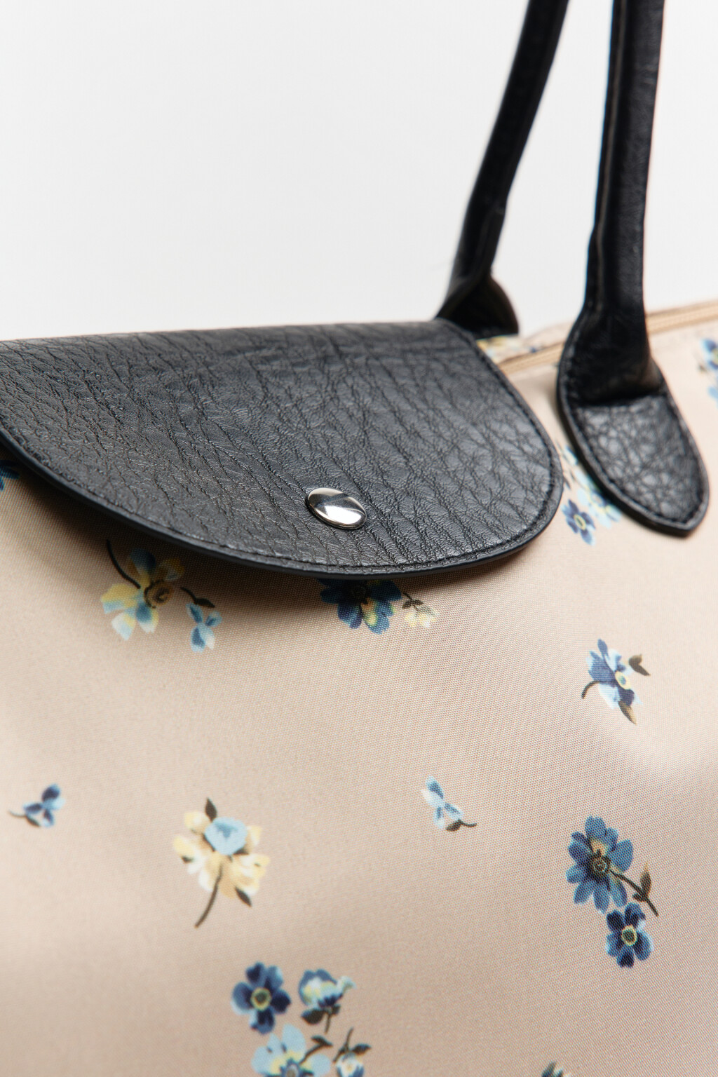 Сумка-шопер текстильная с цветочным принтом - цвет бежевый - 5