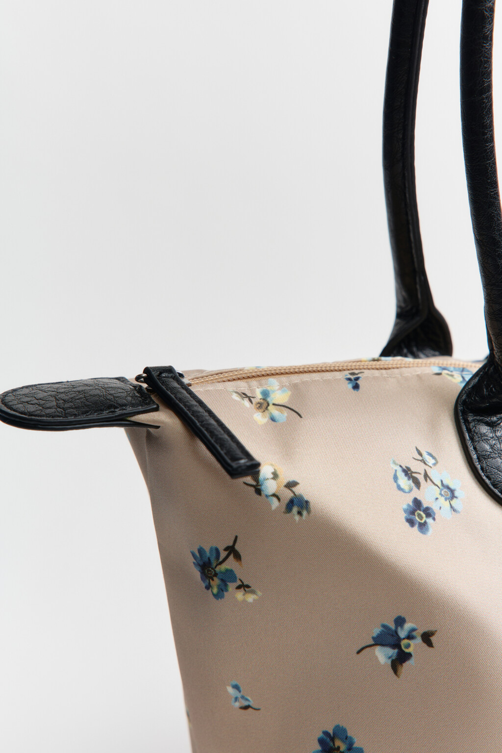 Сумка-шопер текстильная с цветочным принтом - цвет бежевый - 6
