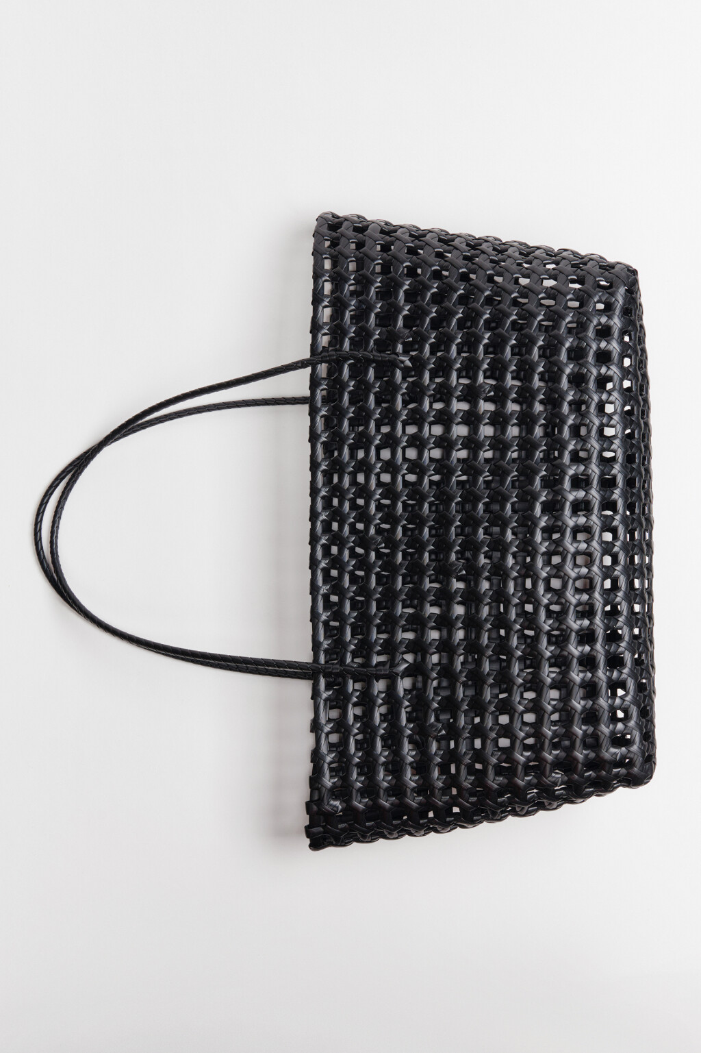 Сумка-шопер каркасная плетеная - цвет черный - 1