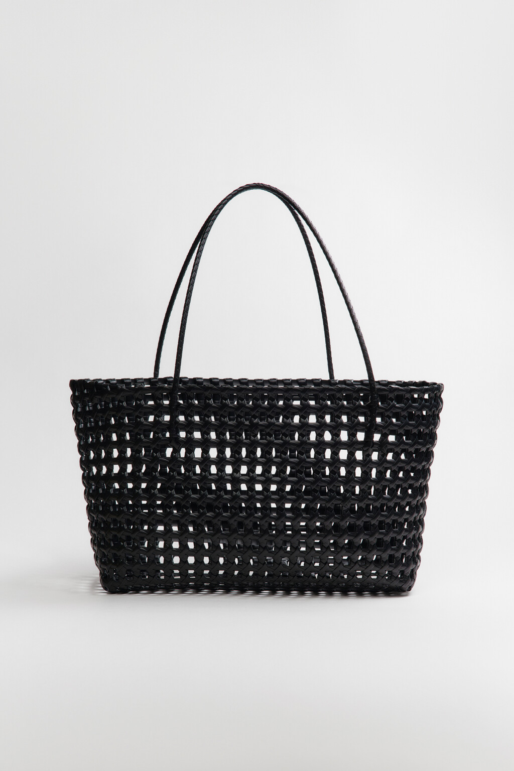 Сумка-шопер каркасная плетеная - цвет черный - 2