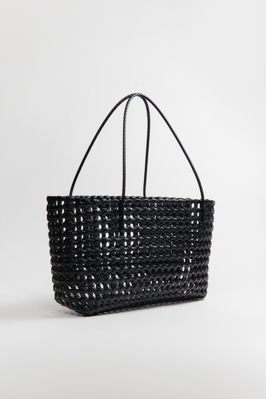 Сумка-шопер каркасная плетеная - цвет черный - 3