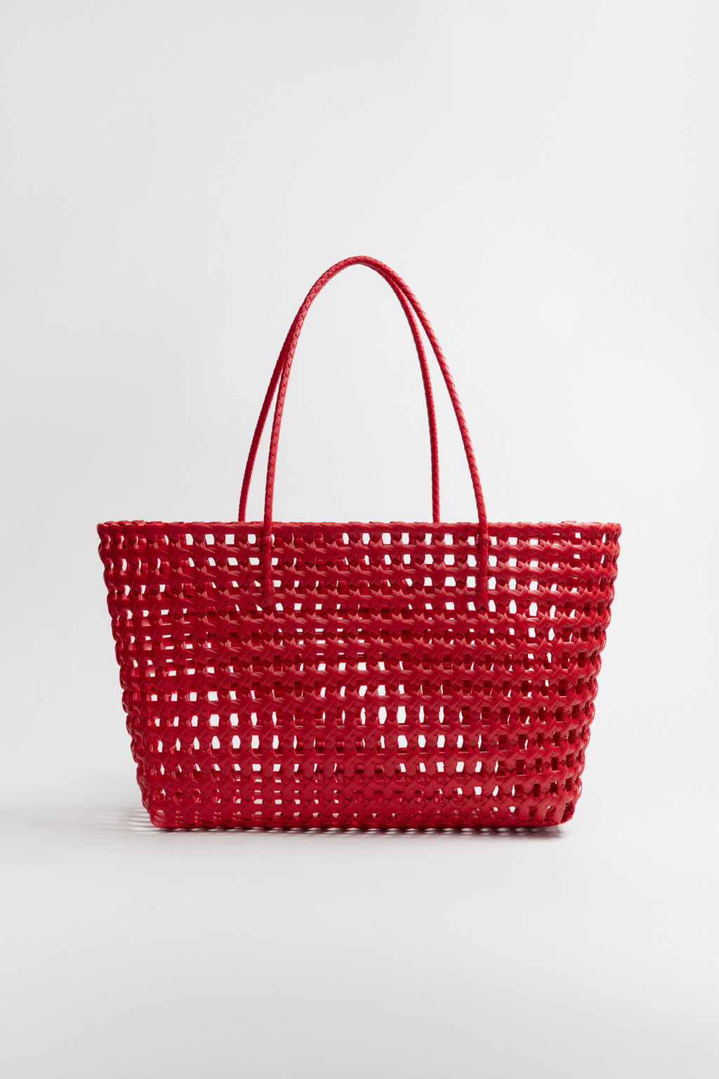 Сумка-шопер каркасная плетеная - цвет красный - 2