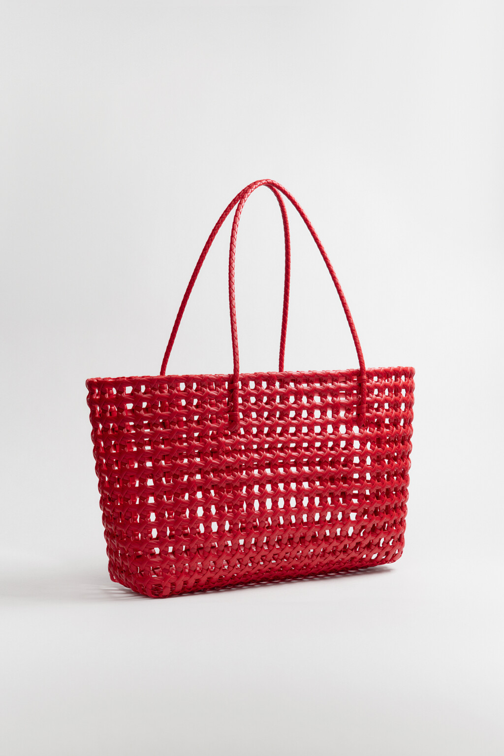 Сумка-шопер каркасная плетеная - цвет красный - 3