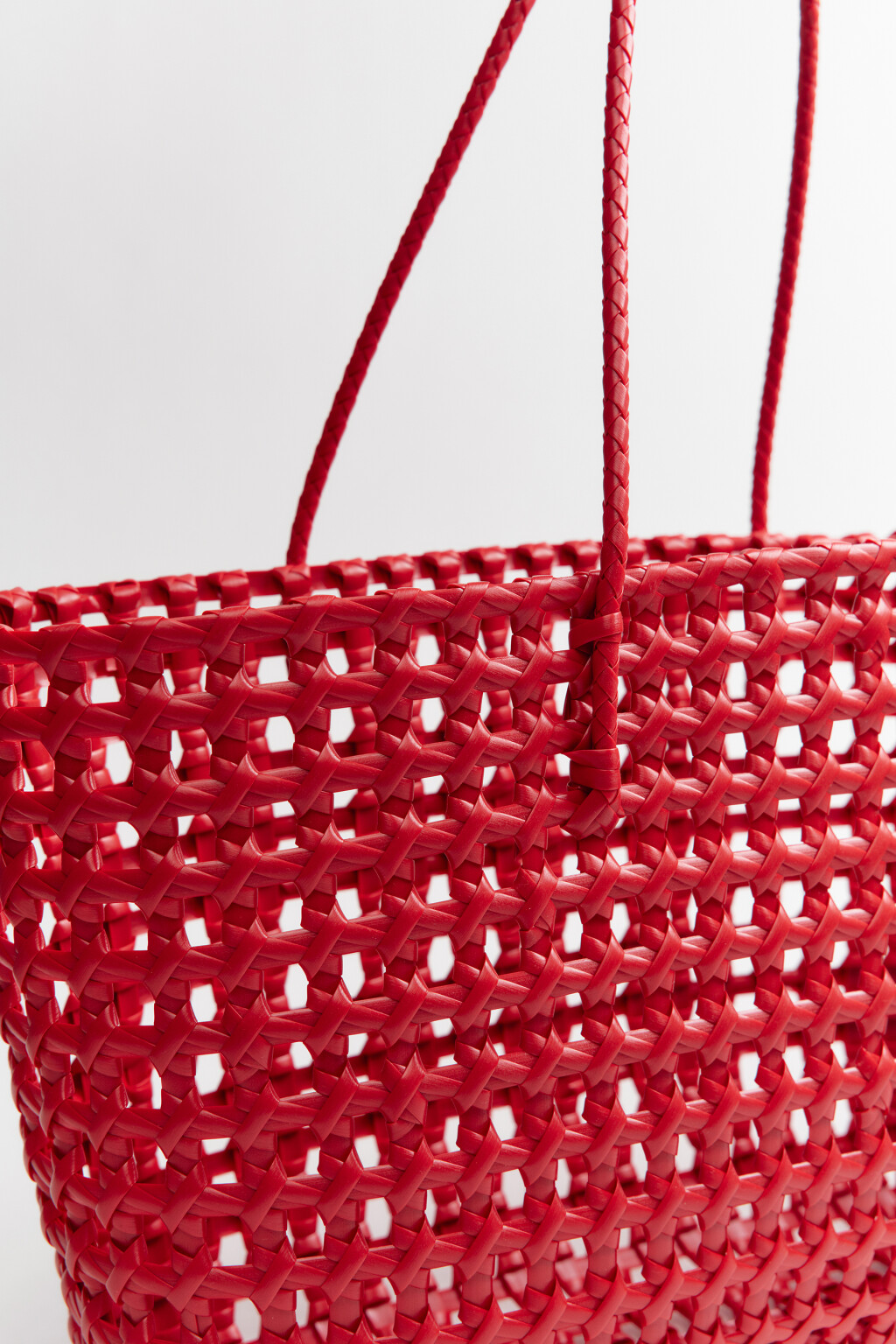 Сумка-шопер каркасная плетеная - цвет красный - 5