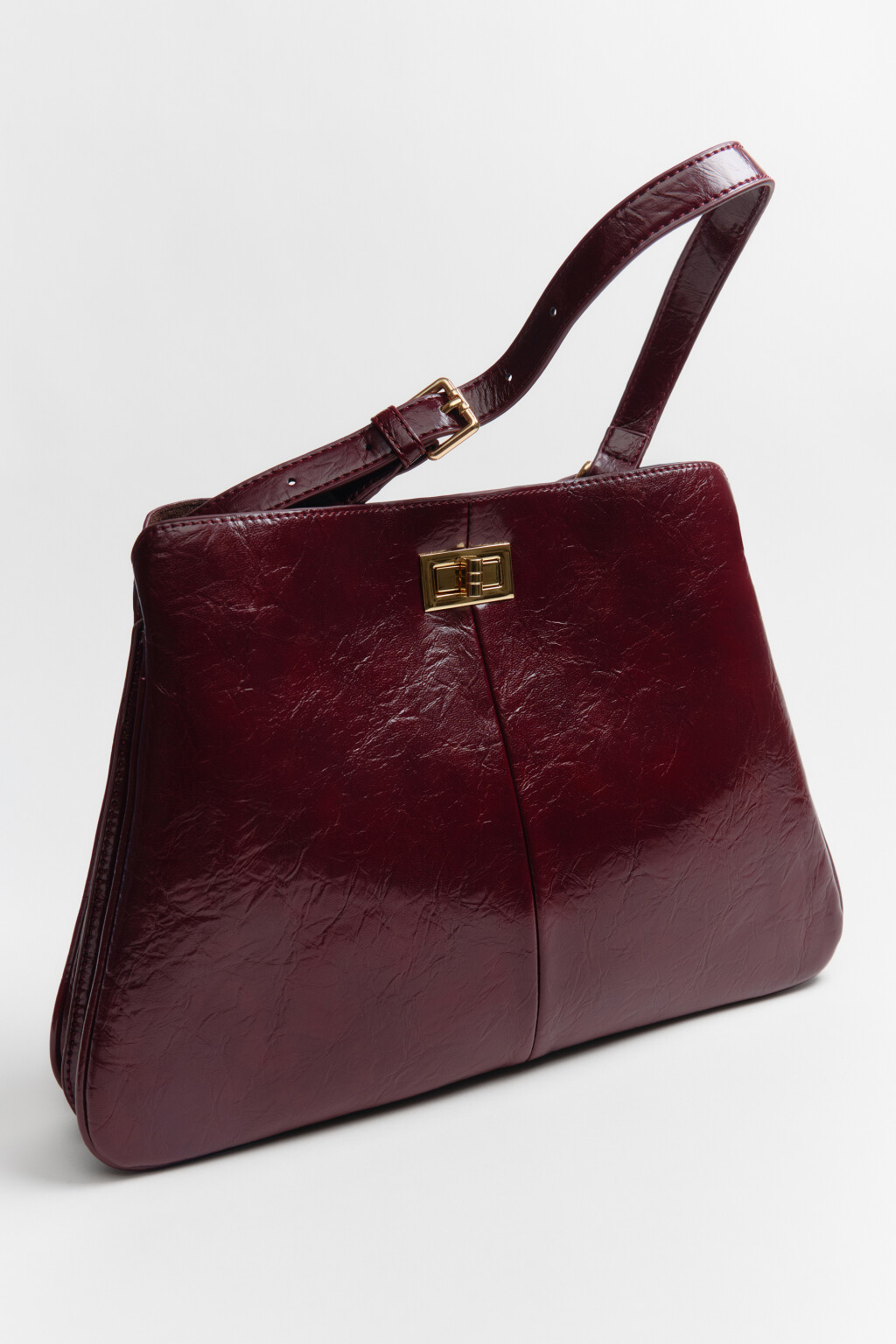 Сумка-трапеция каркасная из искусственной кожи - цвет бордовый - 5