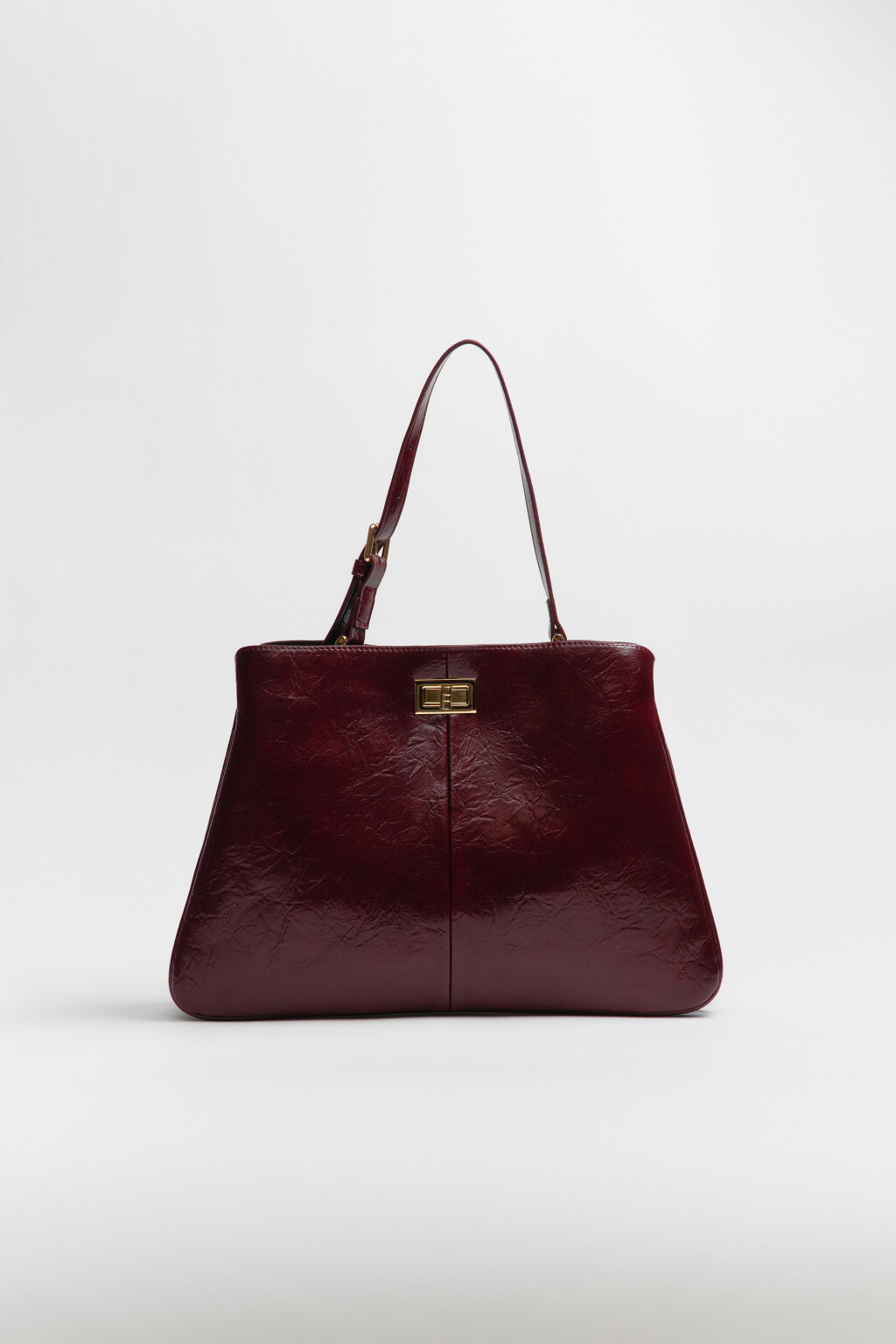 Сумка-трапеция каркасная из искусственной кожи - цвет бордовый - 6