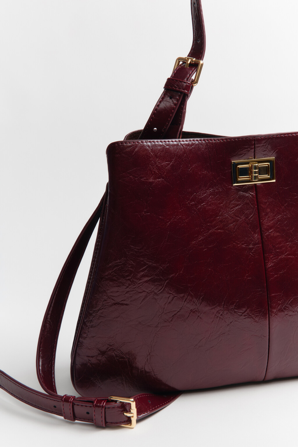 Сумка-трапеция каркасная из искусственной кожи - цвет бордовый - 10