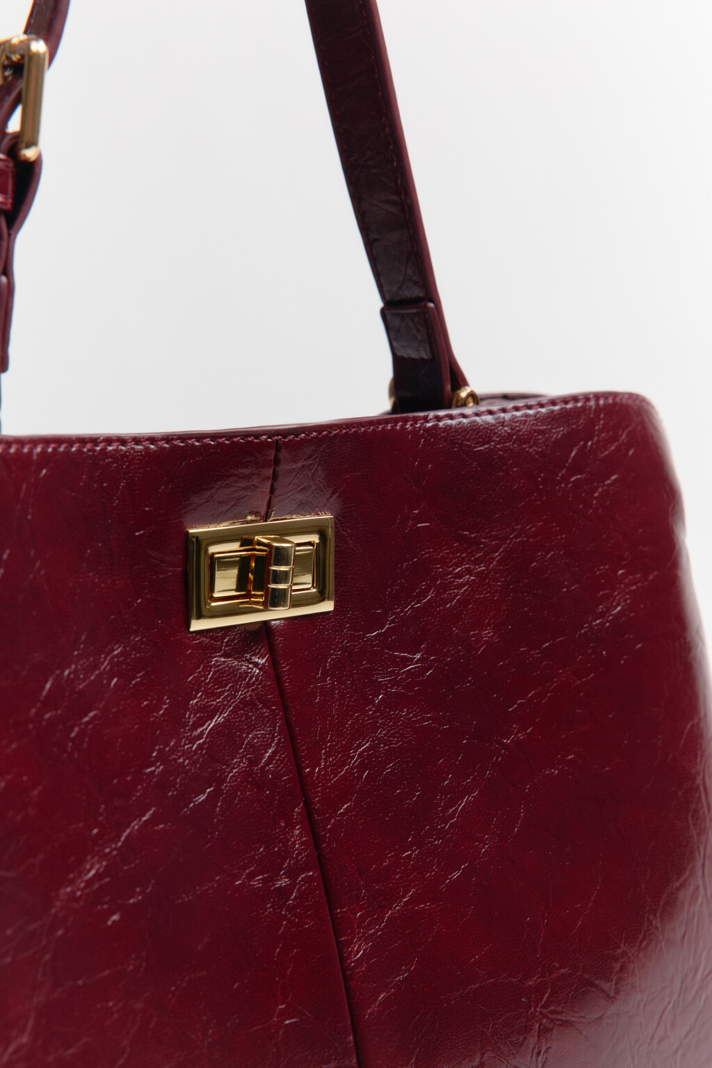 Сумка-трапеция каркасная из искусственной кожи - цвет бордовый - 11