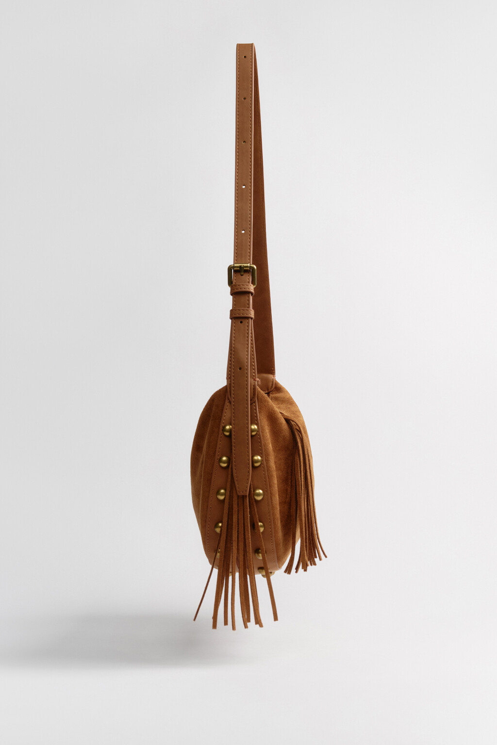 Сумка-кроссбоди с замшевой фактурой и двойным дном - цвет коричневый - 6