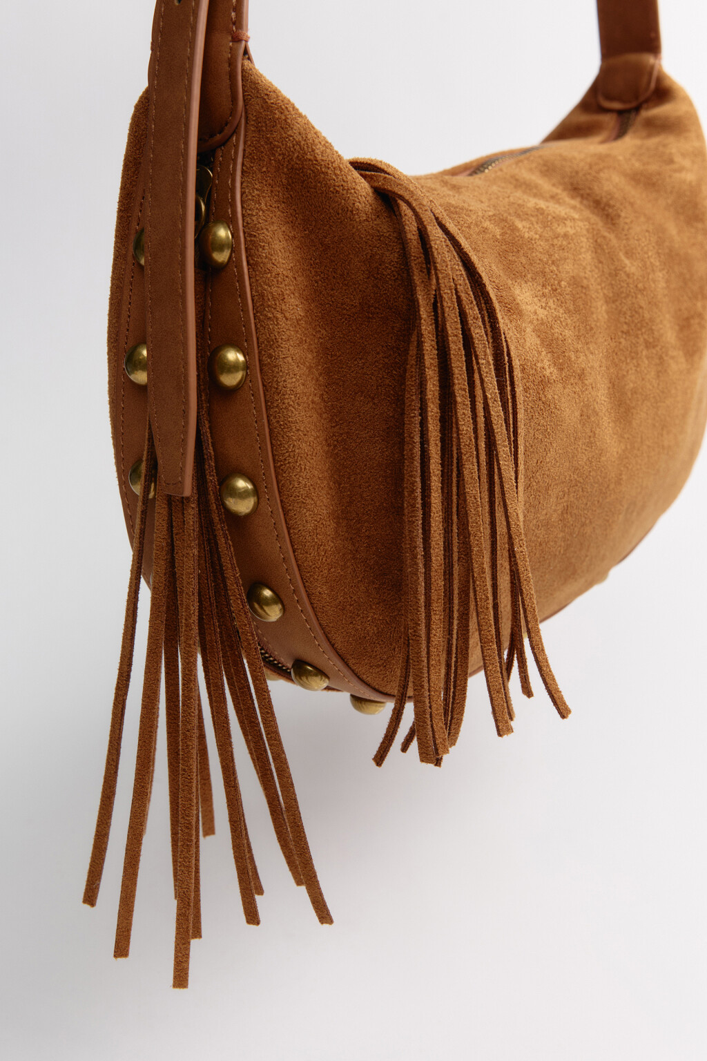 Сумка-кроссбоди с замшевой фактурой и двойным дном - цвет коричневый - 7