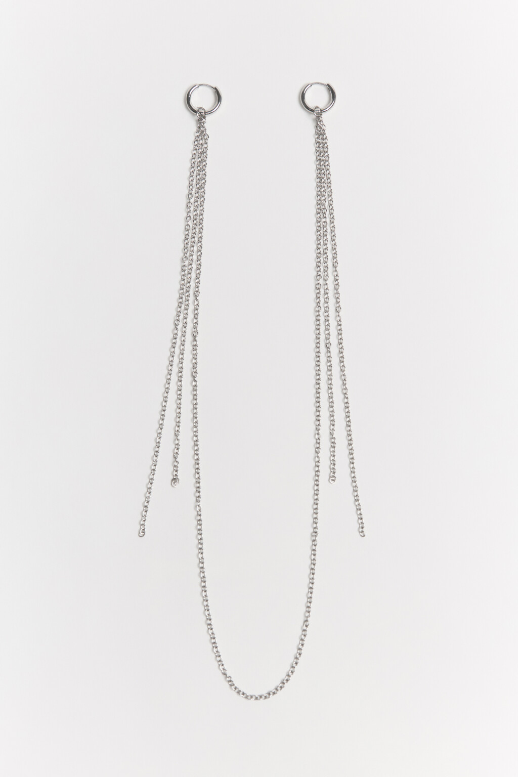 Моносерьга с цепочкой на два уха - цвет серый - 1