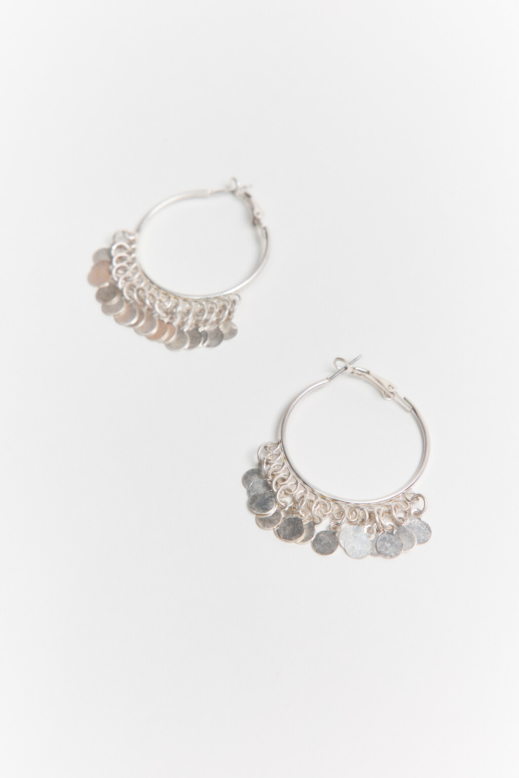 Серьги-кольца с подвесками - цвет серый - 2