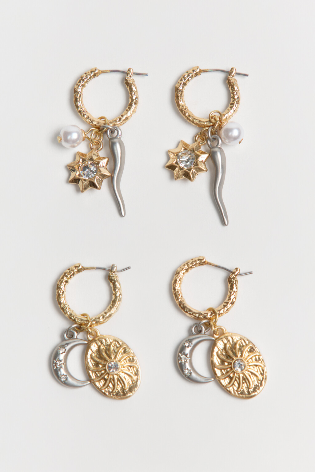 Набор серег-гвоздиков двухцветных (2 пары) - цвет желтый - 2