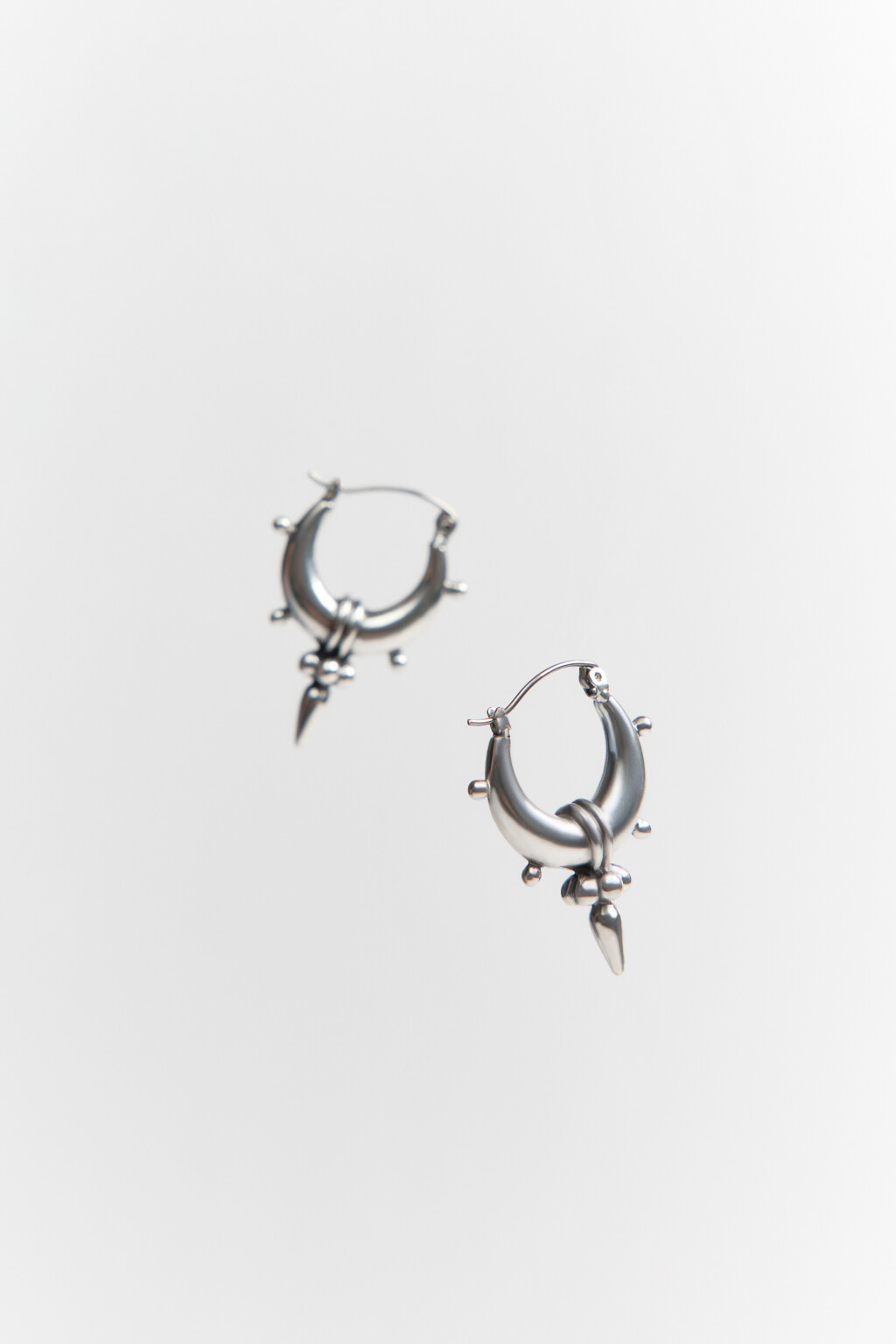 Серьги металлические с подвеской - цвет серый - 1