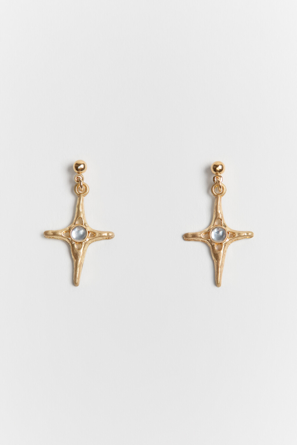 Серьги-гвоздики с подвесками-крестами и стразами - цвет серый - 2