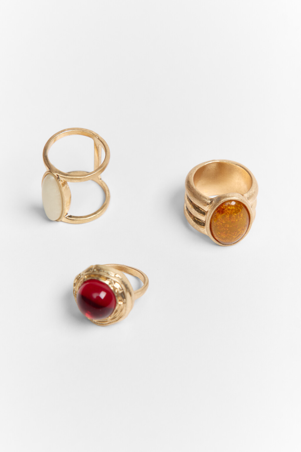 Набор колец с декоративной вставкой - цвет желтый - 2
