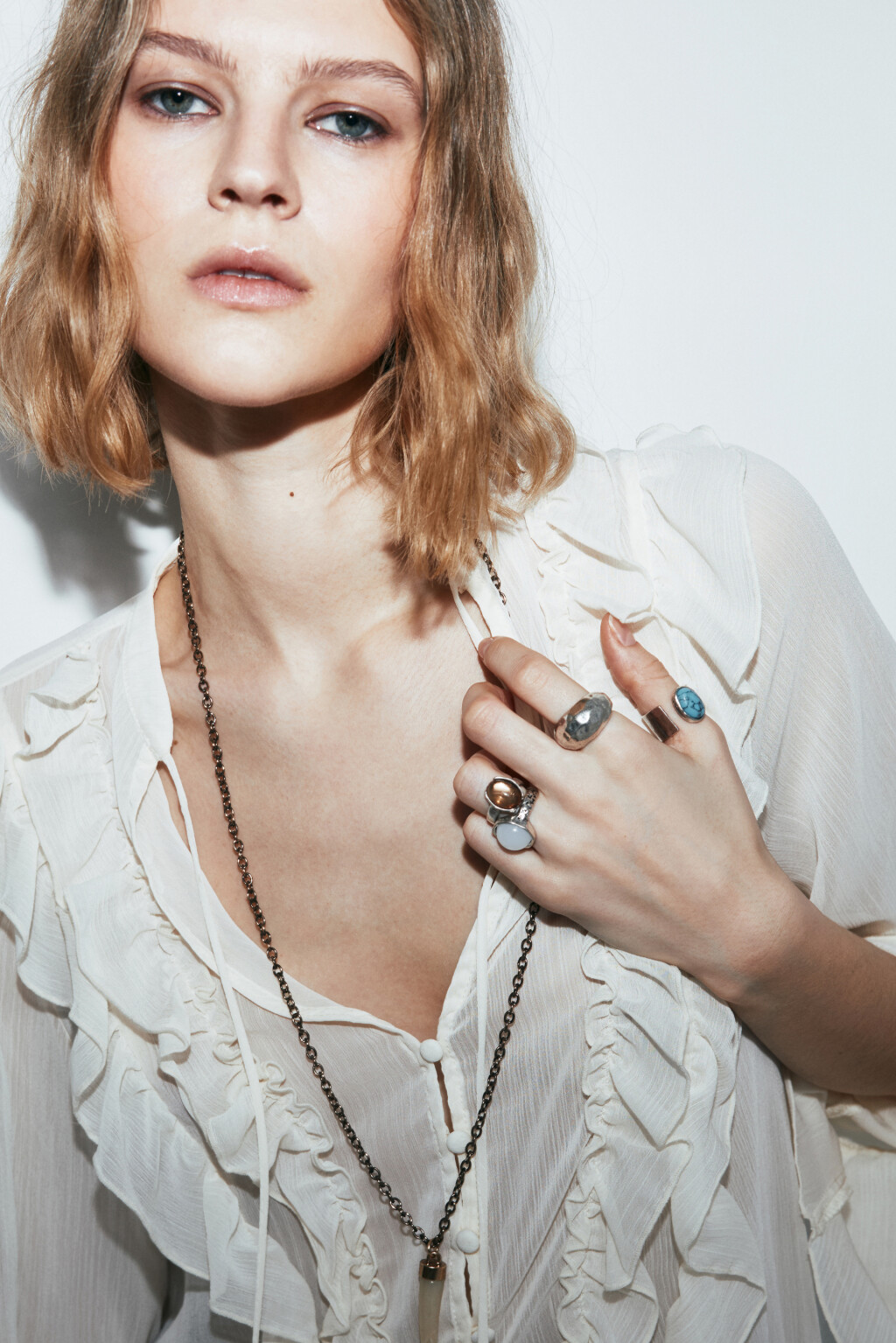 Набор колец с декором (5 штук) - цвет серый - 1