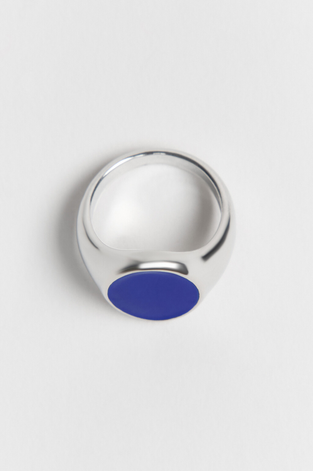 Кольцо серебристое с цветной вставкой - цвет желтый - 3