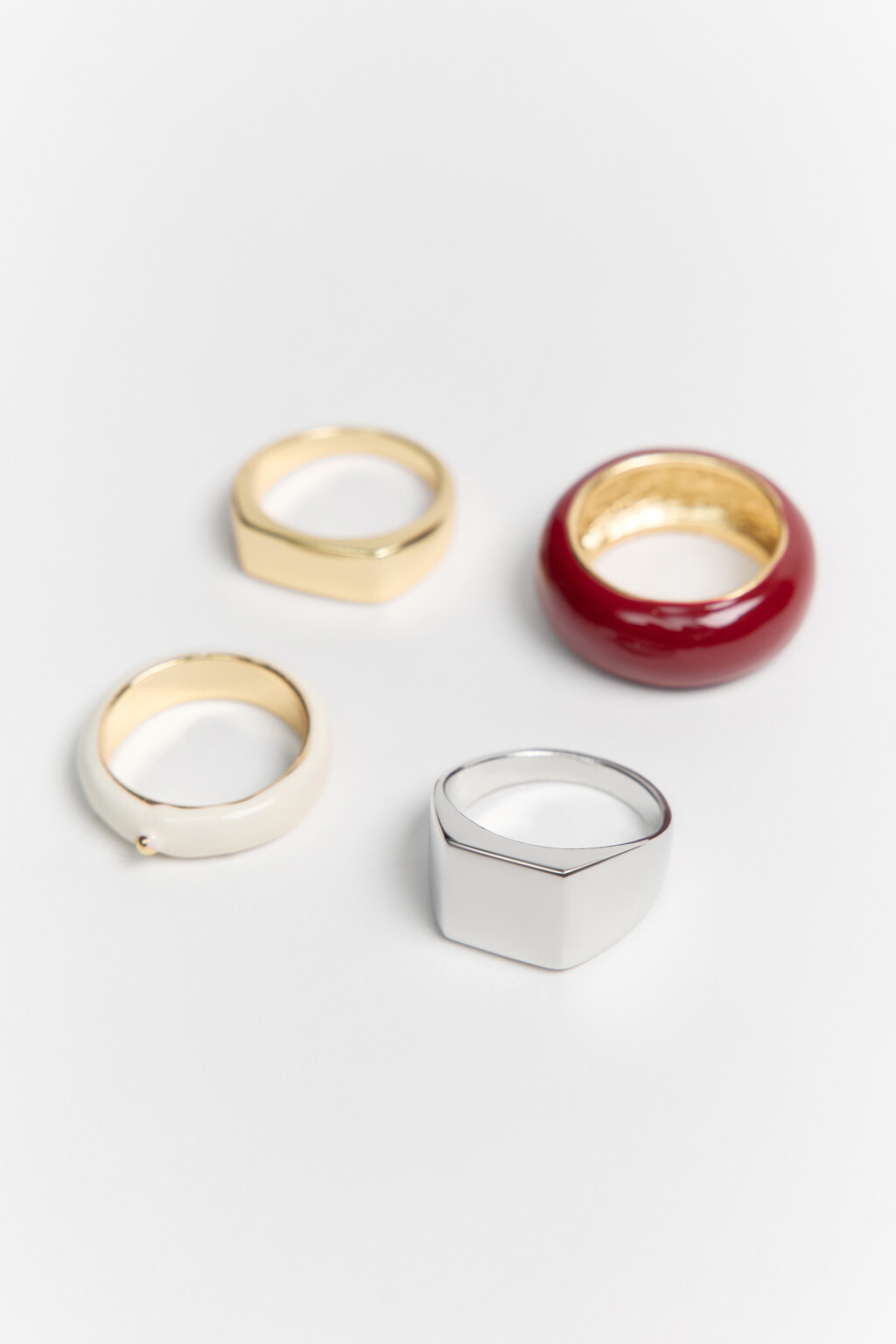 Набор колец металлических разной формы (4 штуки) - цвет мультиколор - 4