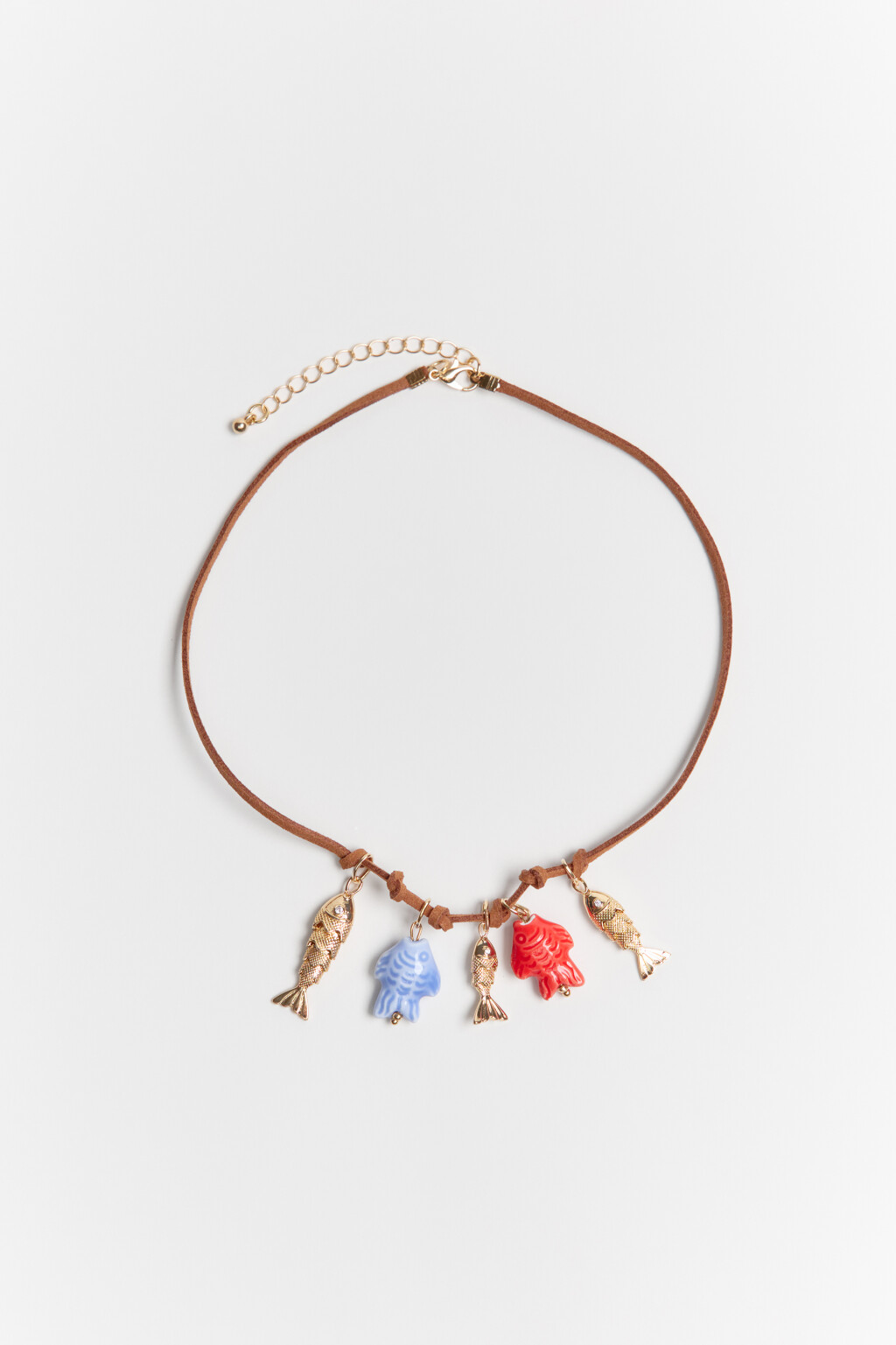 Колье-шнурок с подвесками-рыбами - цвет желтый - 2