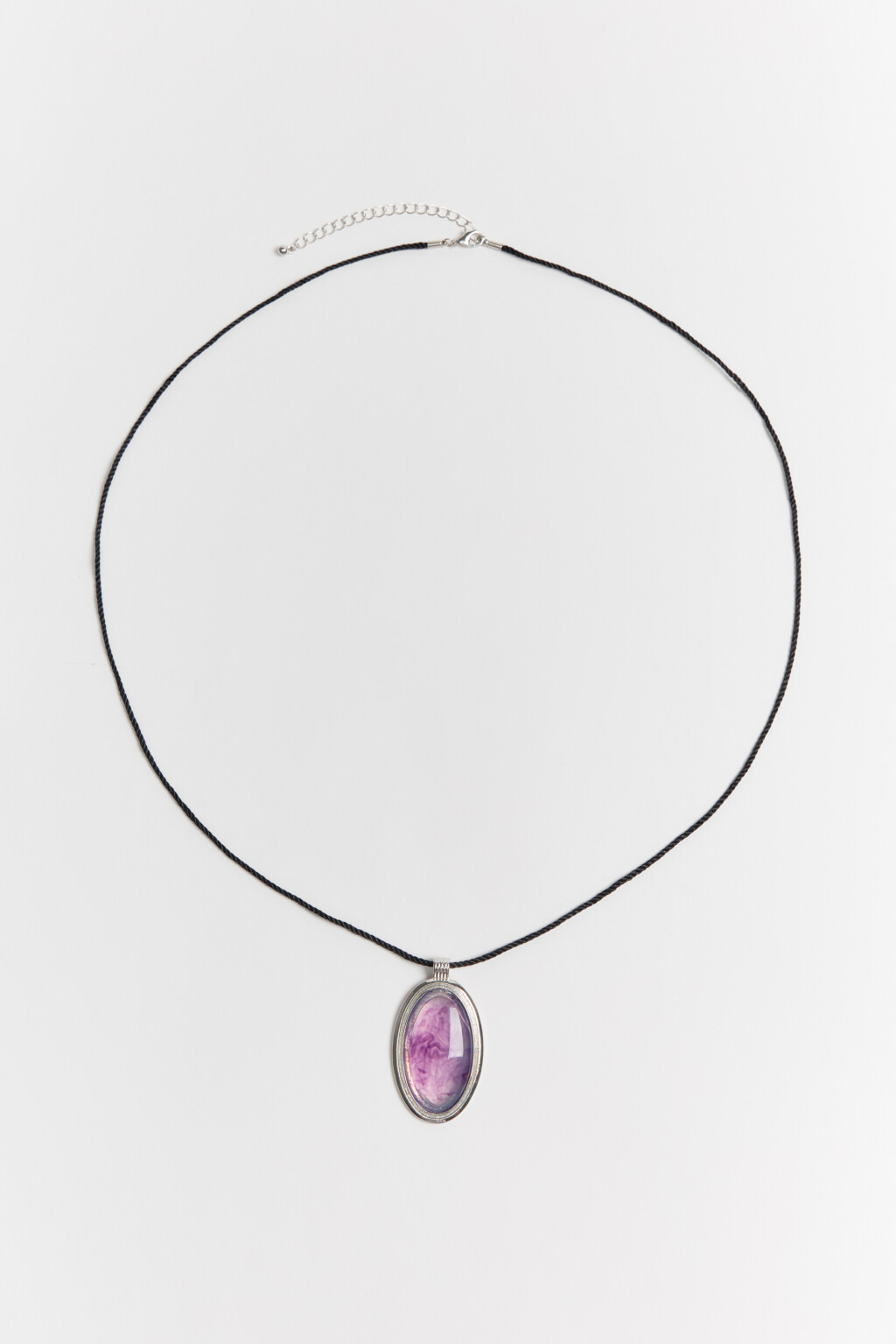 Колье-шнурок с подвеской и искусственным камнем - цвет фиолетовый - 1