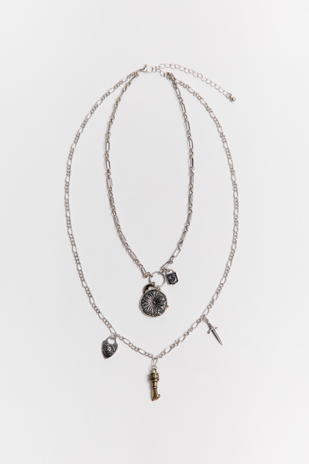 Колье-цепочка двухслойное с подвесками - цвет желтый - 1