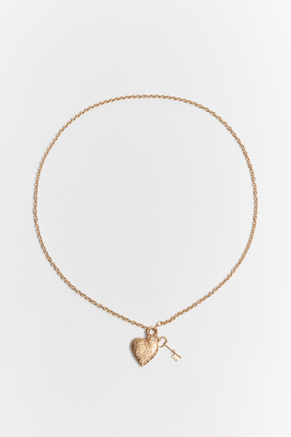 Колье-цепочка с ключиком и сердечком - цвет желтый - 1