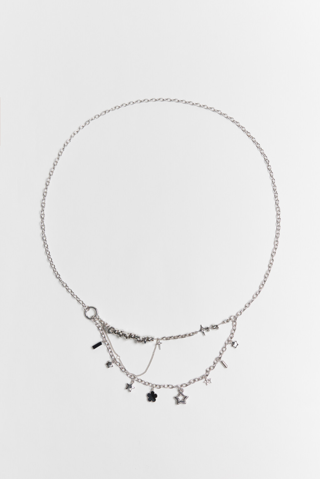 Кольце-цепочка двухслойное с подвесками - цвет серый - 2