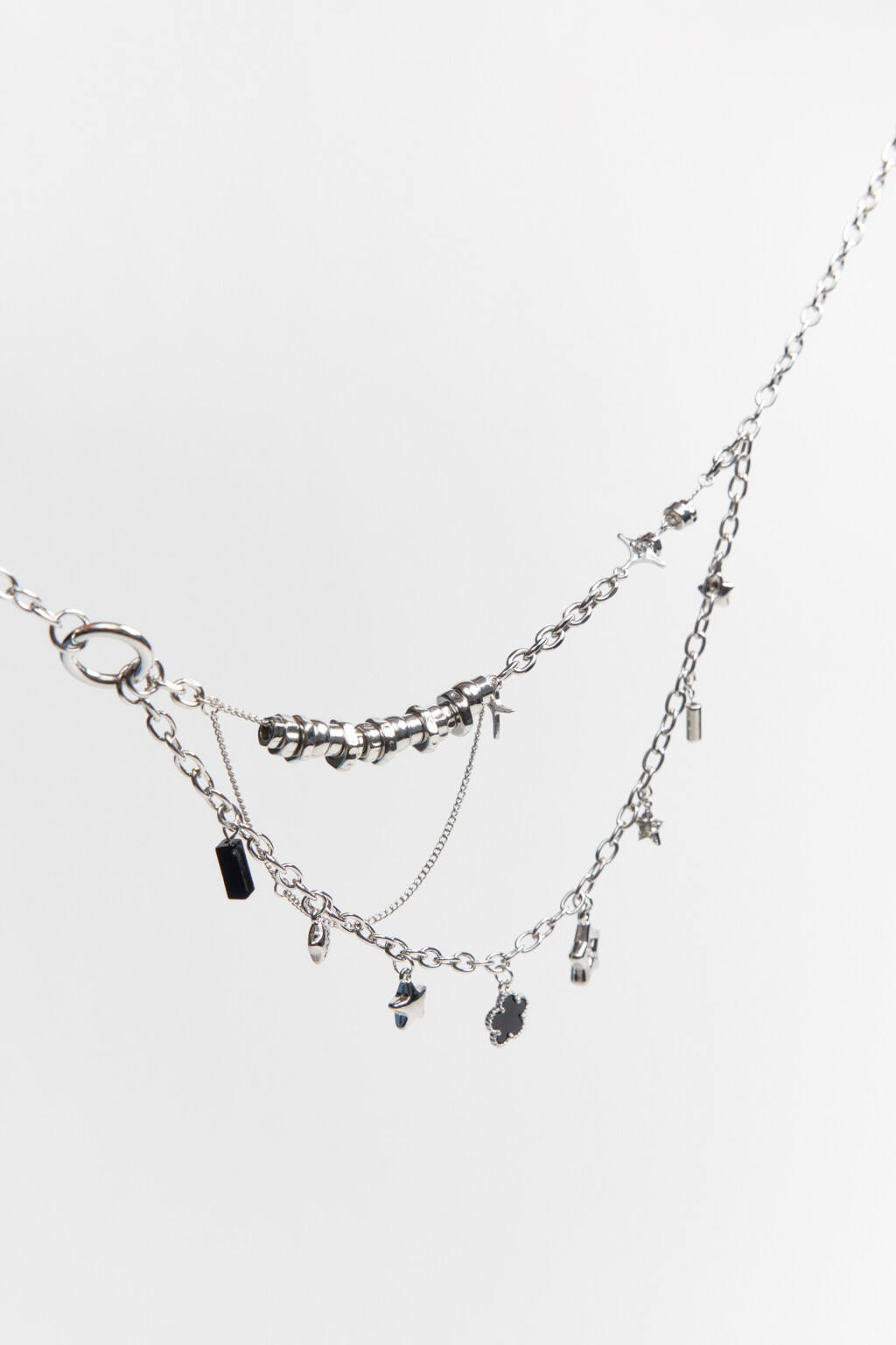 Кольце-цепочка двухслойное с подвесками - цвет серый - 3