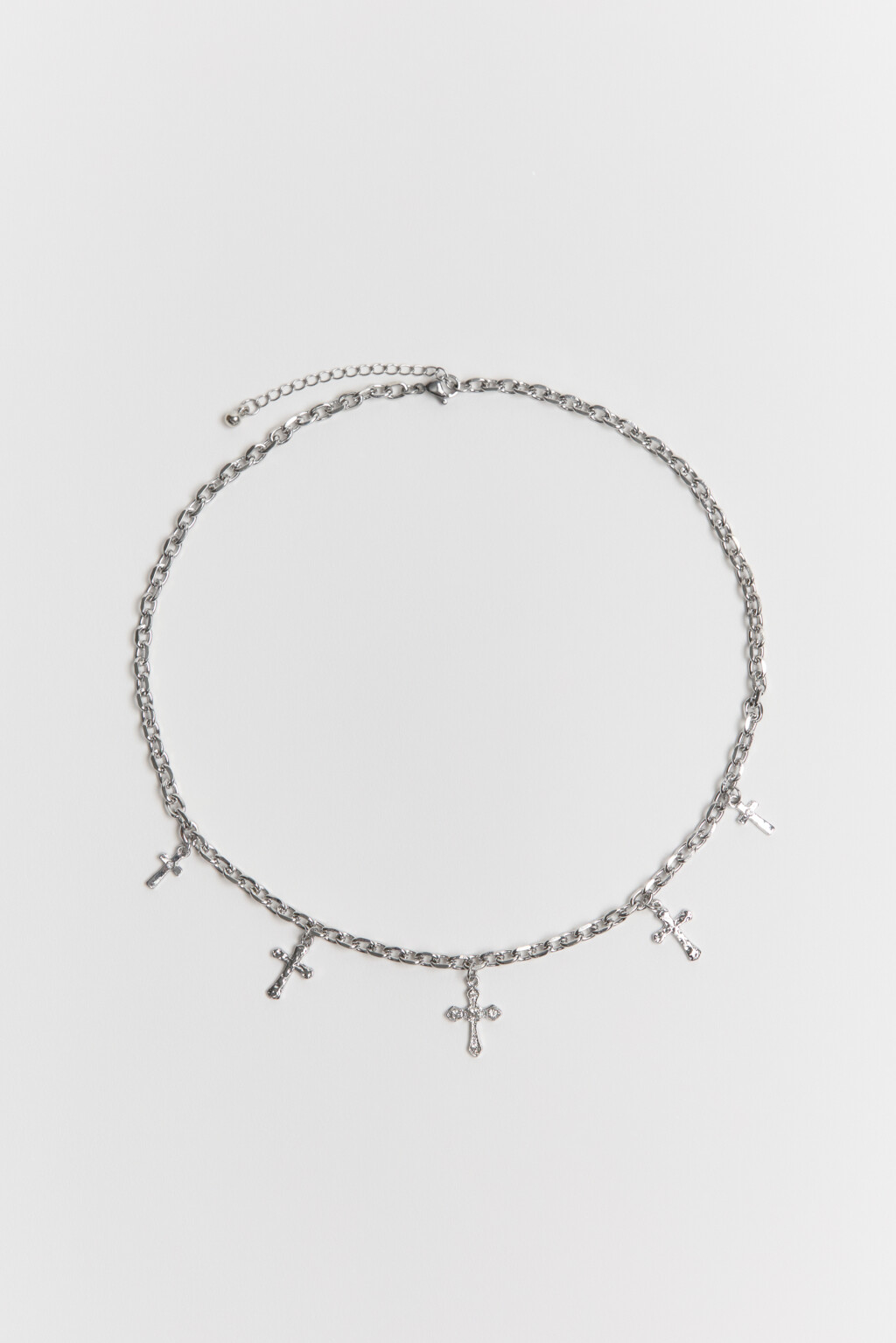 Колье-цепочка с подвесками-крестами - цвет серый - 2
