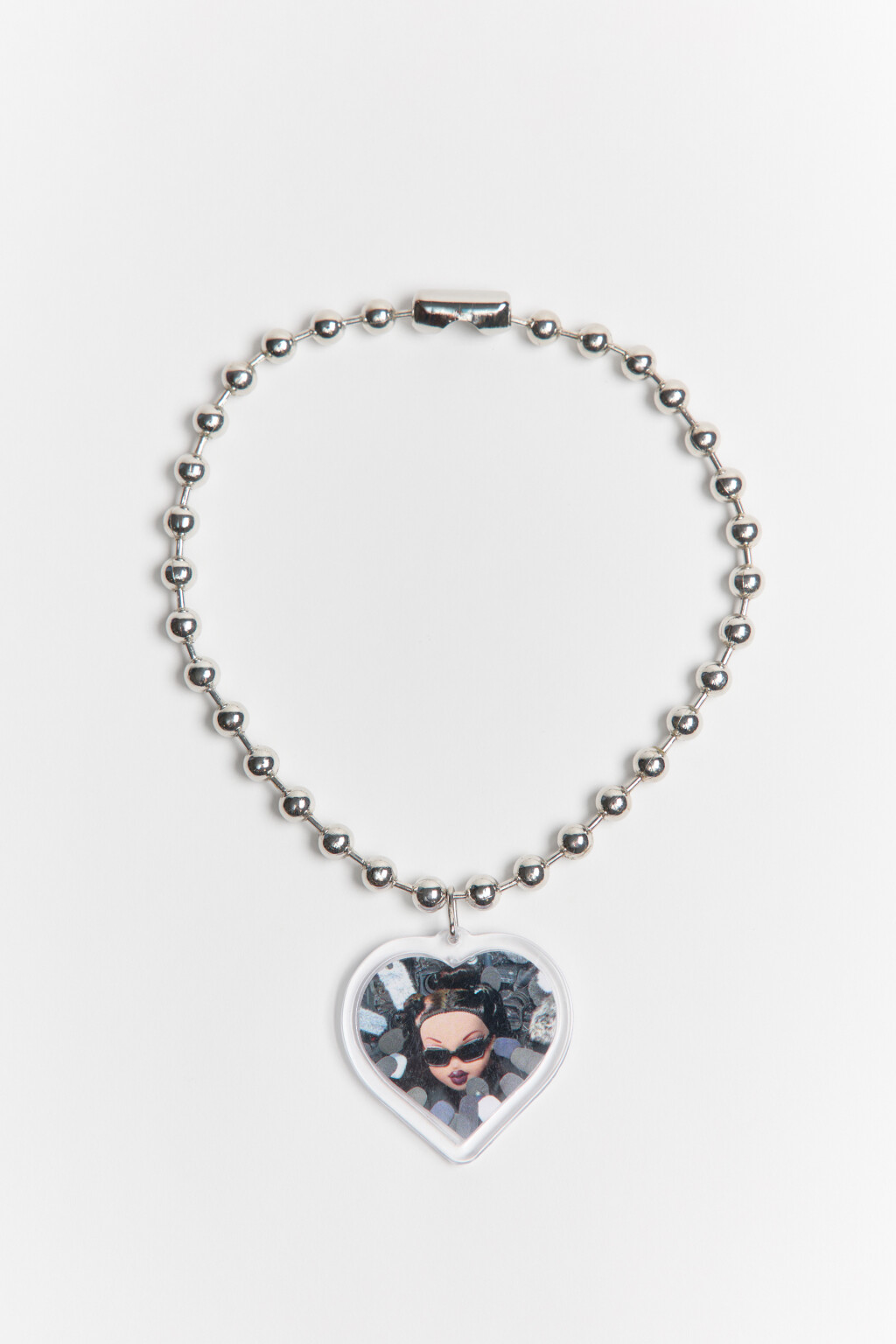 Колье с подвеской-сердечком и принтом - цвет серый - 2