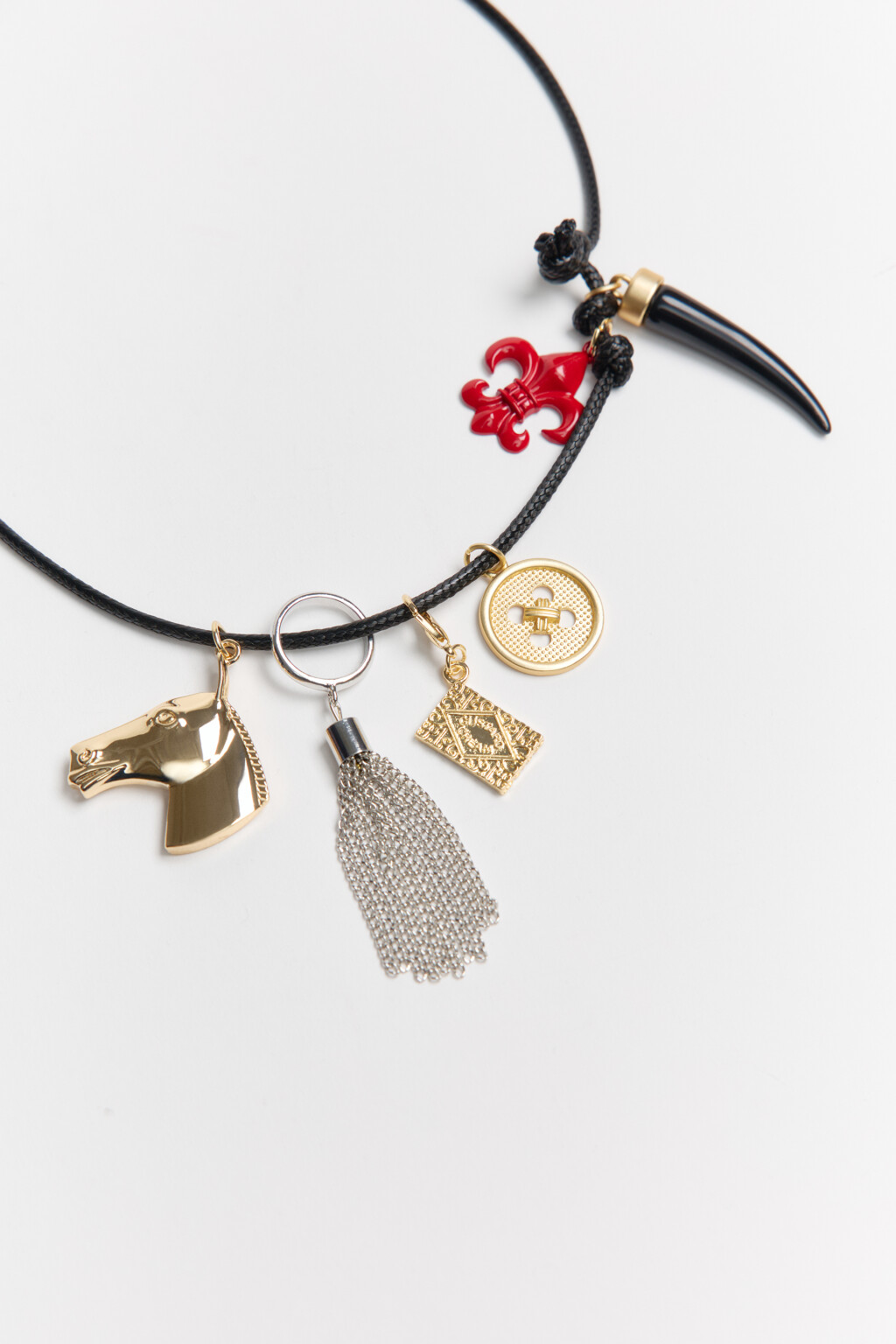 Колье-шнурок с подвесками - цвет желтый - 3