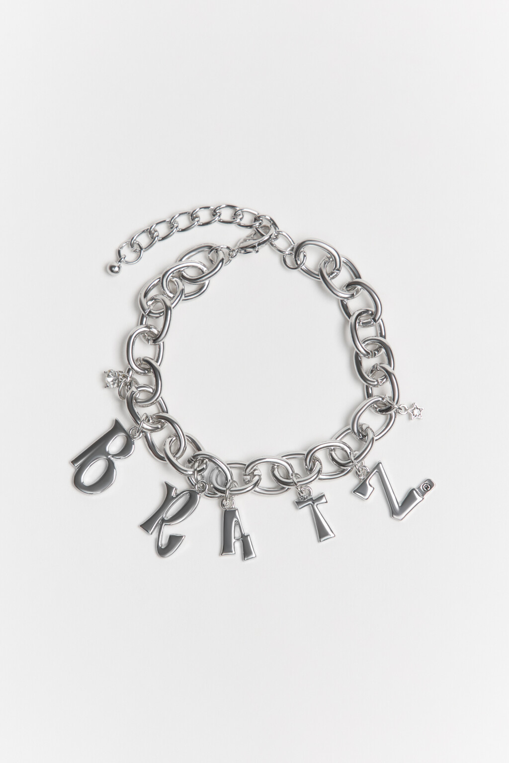 Браслет в виде цепи с подвесками-буквами - цвет серый - 1
