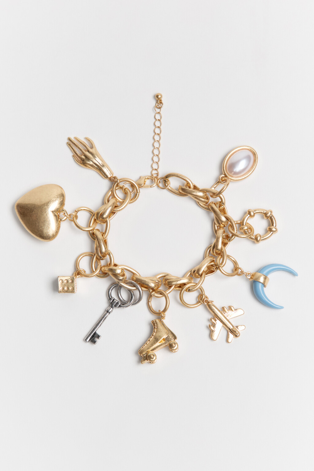 Браслет золотистый с подвесками - цвет серый - 2