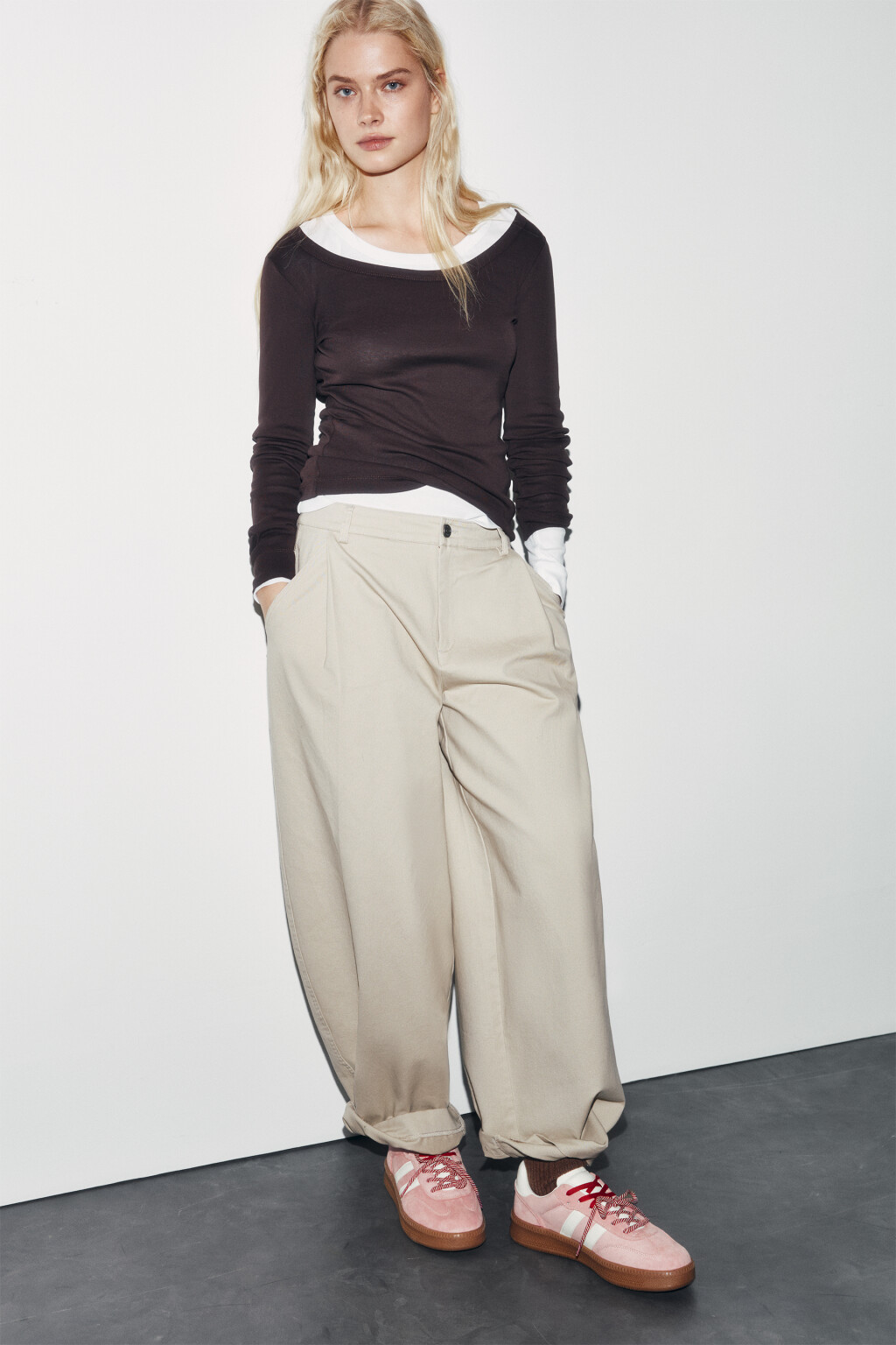 Кеды низкие с высокой подошвой - цвет розовый - 2