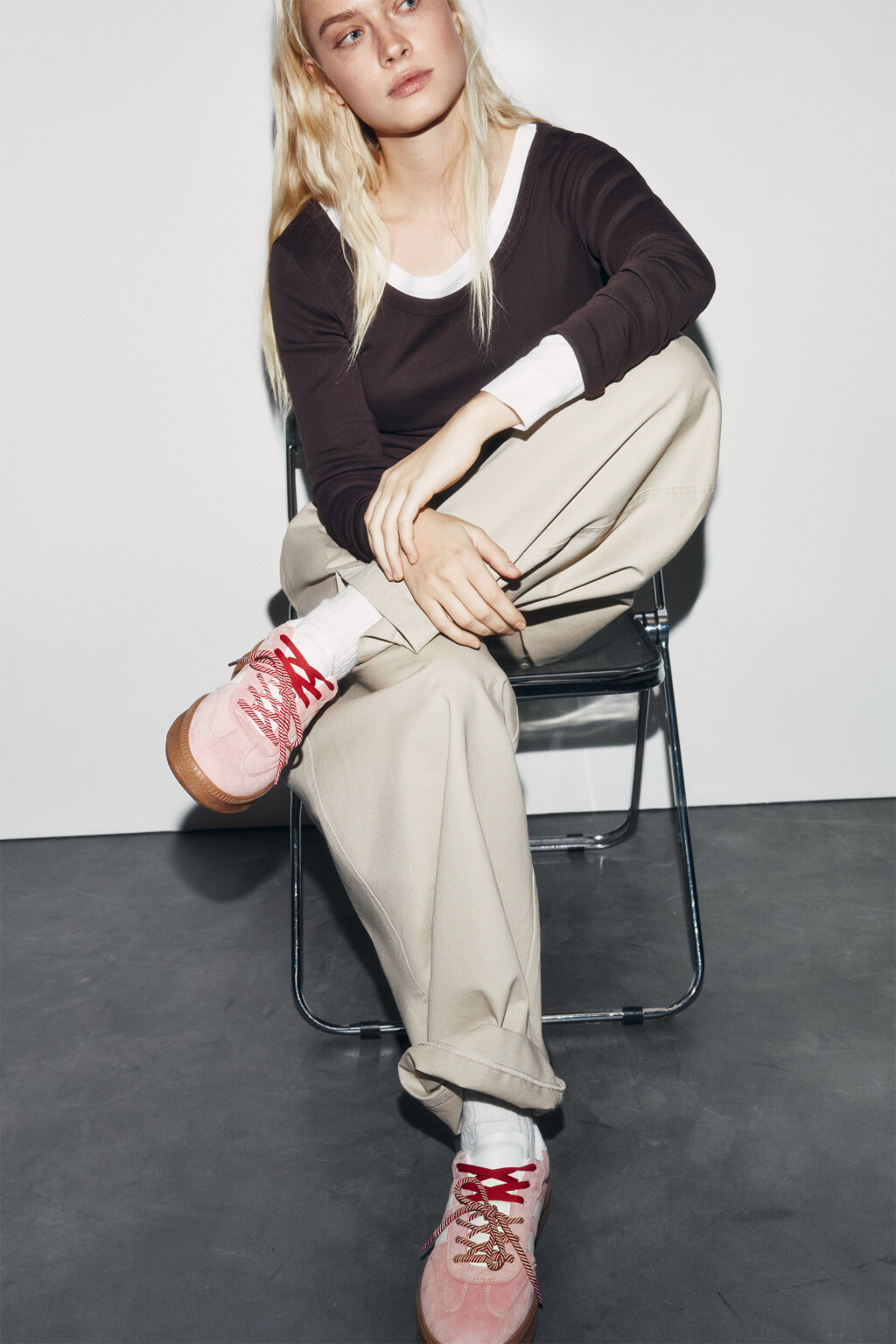 Кеды низкие с высокой подошвой - цвет розовый - 3