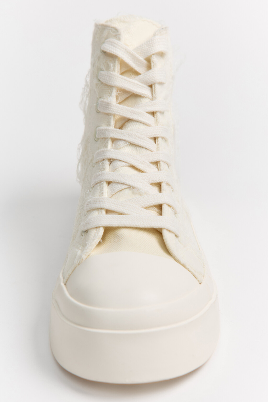 Кеды высокие рваные - цвет молочный - 2