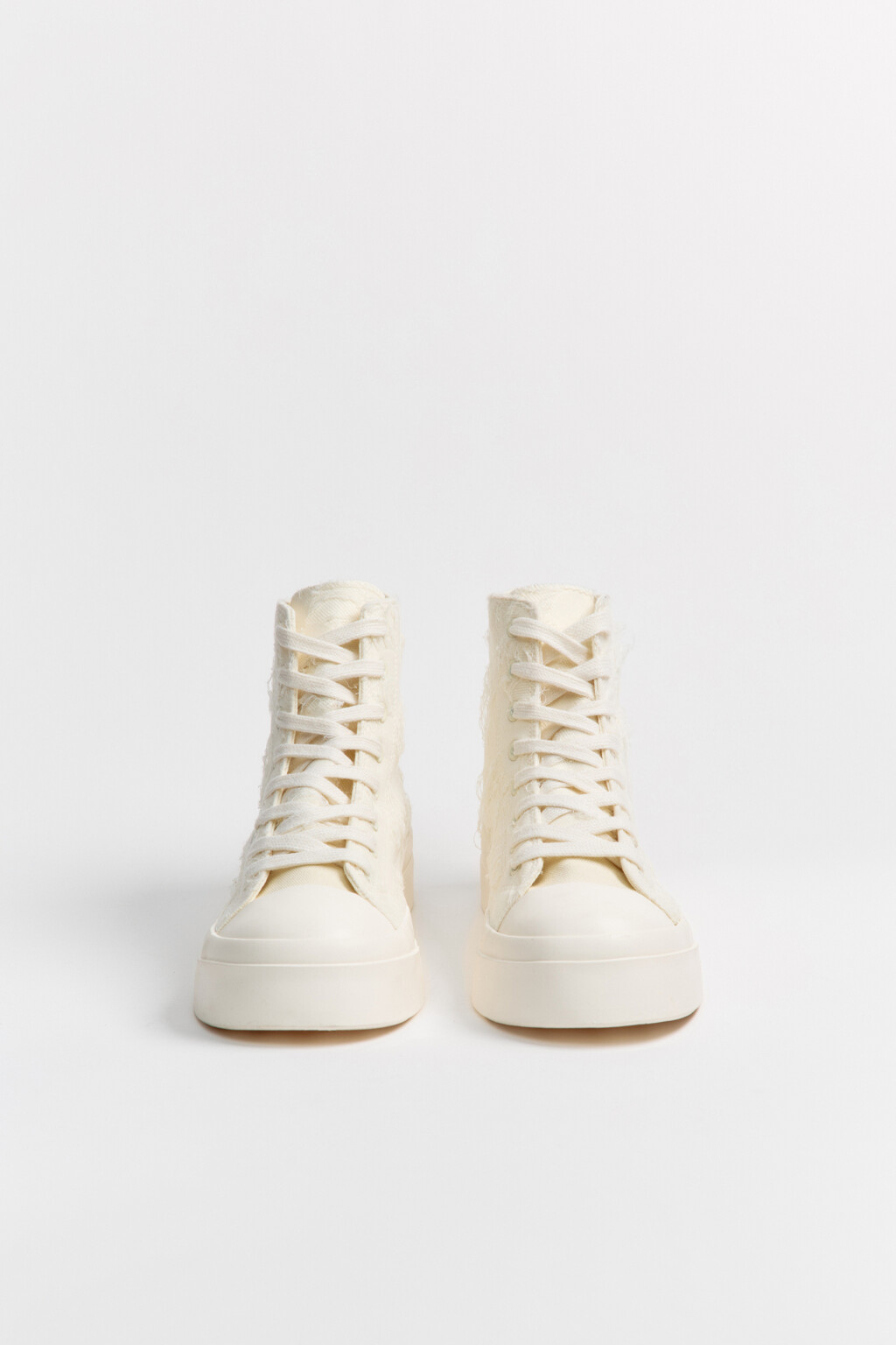 Кеды высокие рваные - цвет молочный - 4