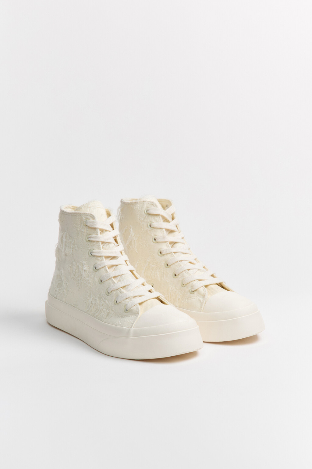 Кеды высокие рваные - цвет молочный - 5