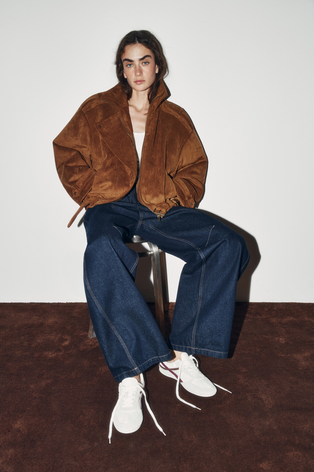 Кроссовки низкие с замшей и контрастными вставками - цвет бежевый - 7