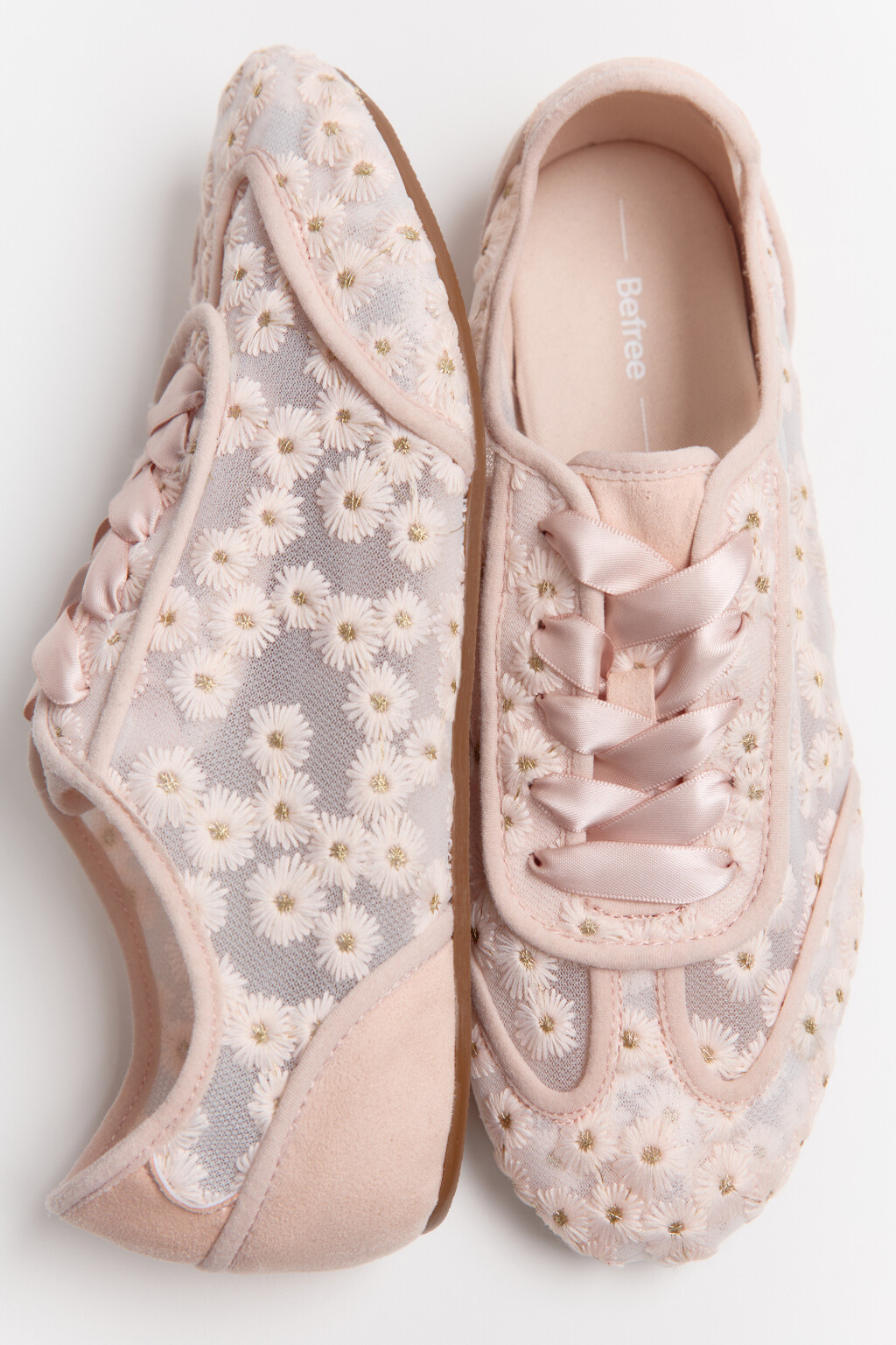 Кроссовки сетчатые с вышивкой - цвет молочный - 6