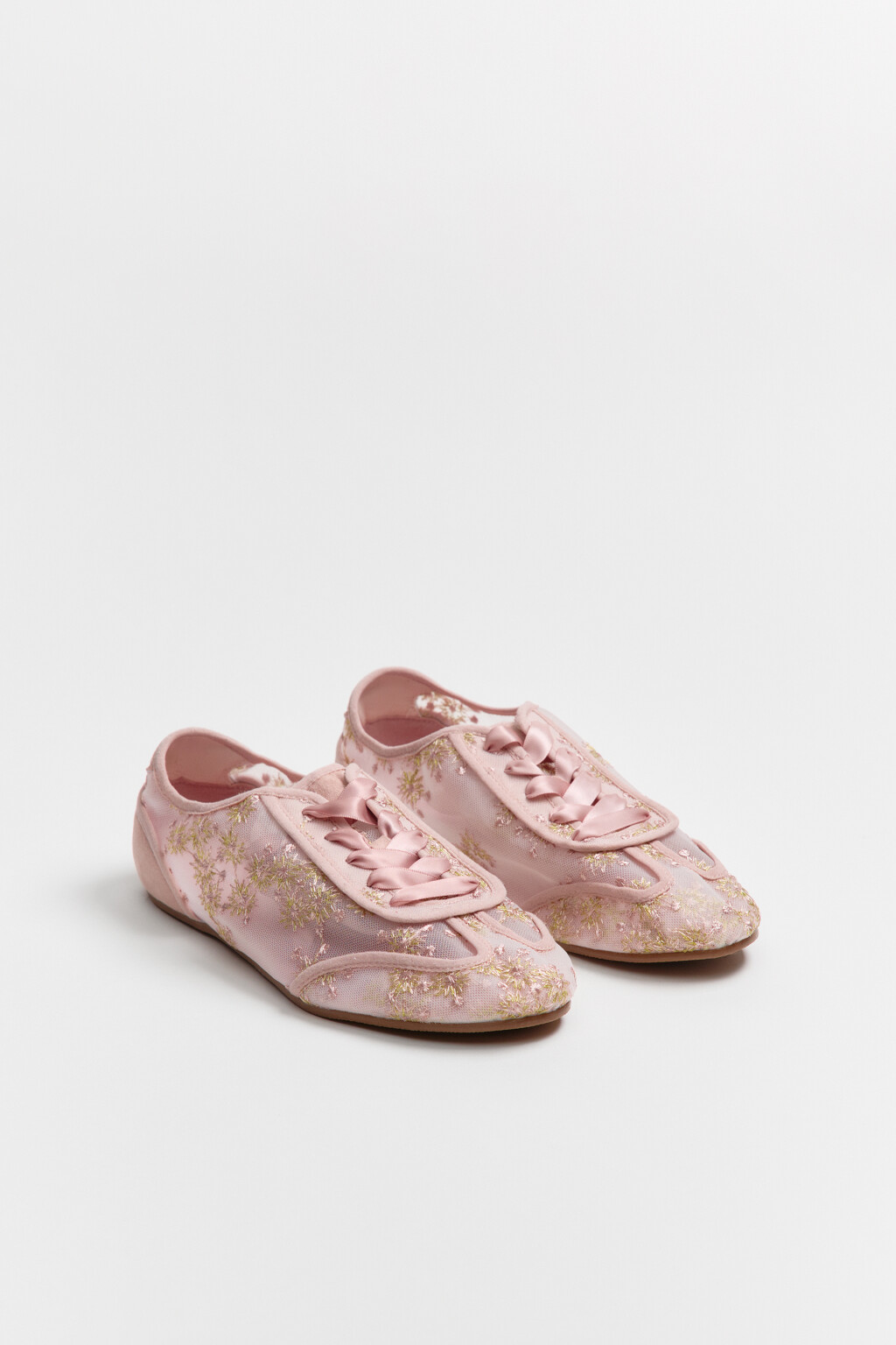 Кроссовки сетчатые с вышивкой - цвет розовый - 5